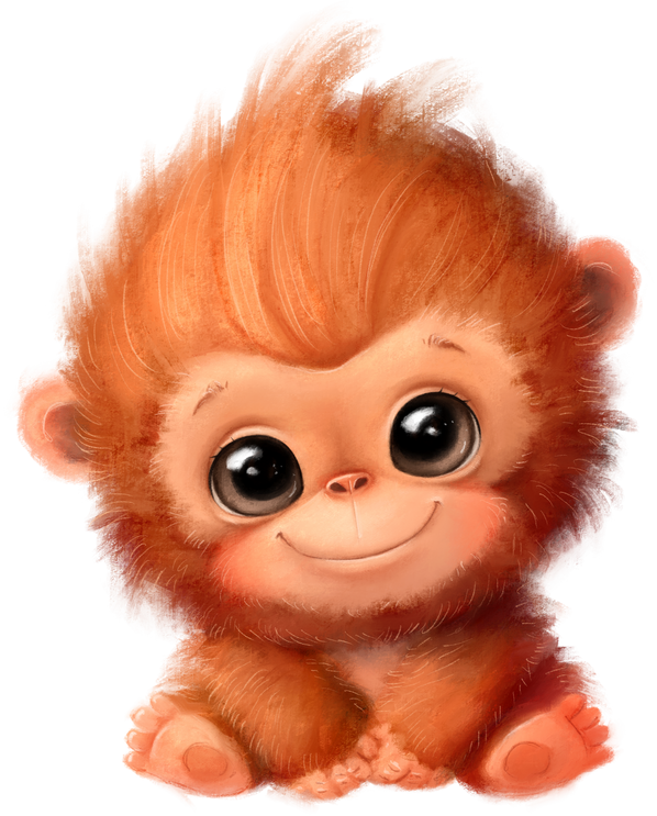 Cute cartoon monkey orangutan